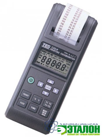 TES-1304, 2-х канальный термометр с моментальной распечаткой изменений на встроенный принтер
